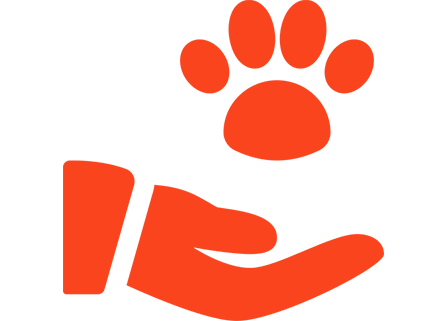 River Rat Pack Frenchies Hand holding a paw print icon.