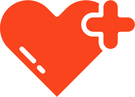 River Rat Pack Frenchies Red heart symbol with a medical cross.